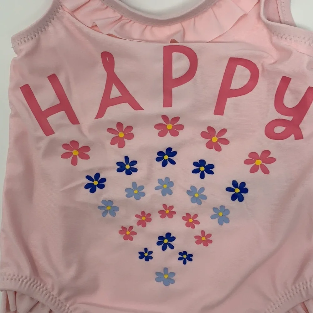 🌸 New Happy Pink Floral Ruffled One Piece Swimsuit 🌸